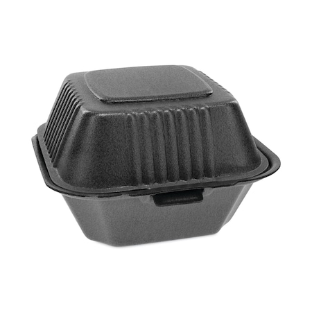 Pactiv Foam Hinged Containers, Sandwich, 5.75x5.75x3.25, 1-Comp, Blk, PK504 YHLB06000000
